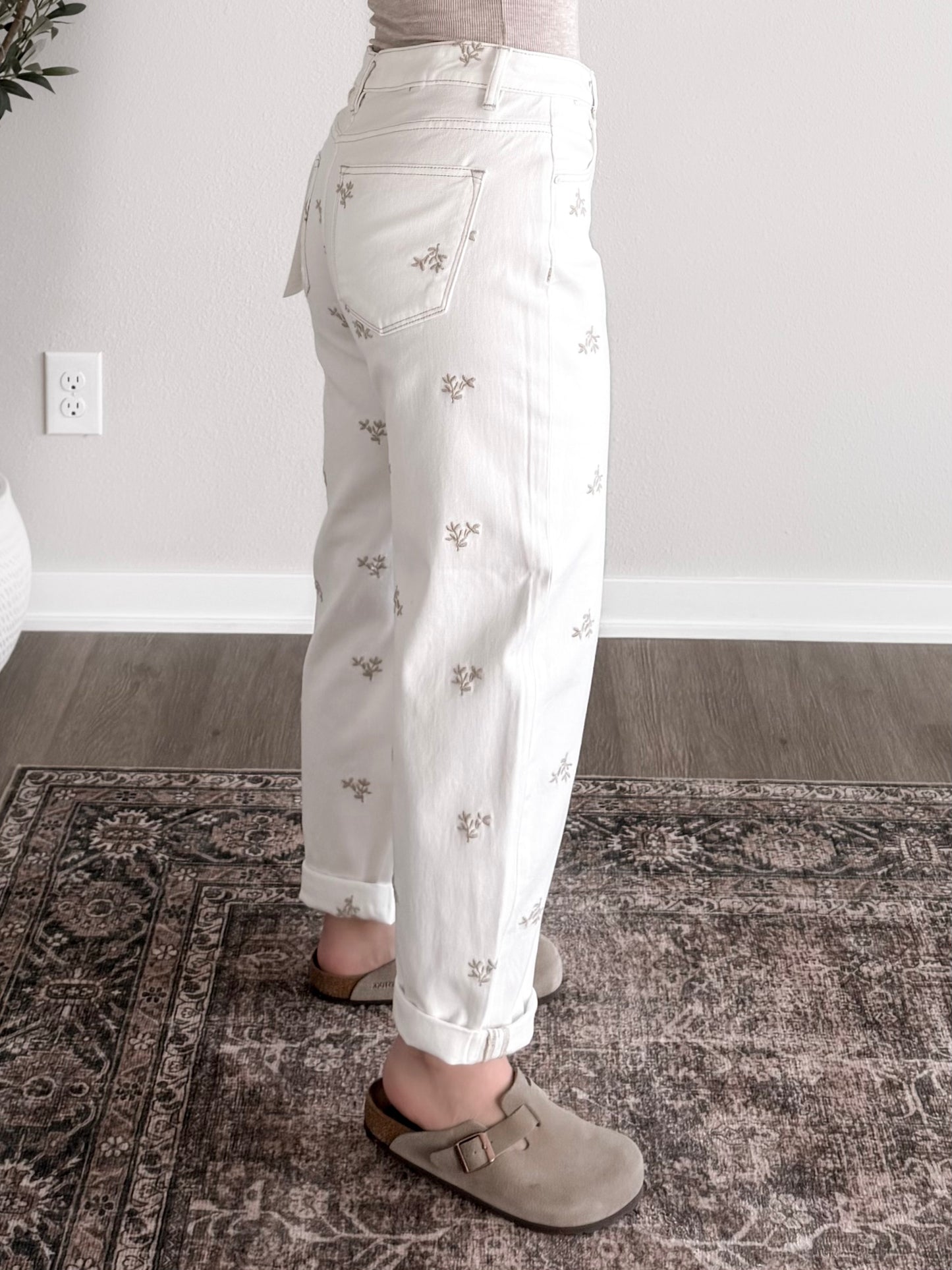 Meadow High Rise Embroidered Barrel Jean (Restocking 2.09)