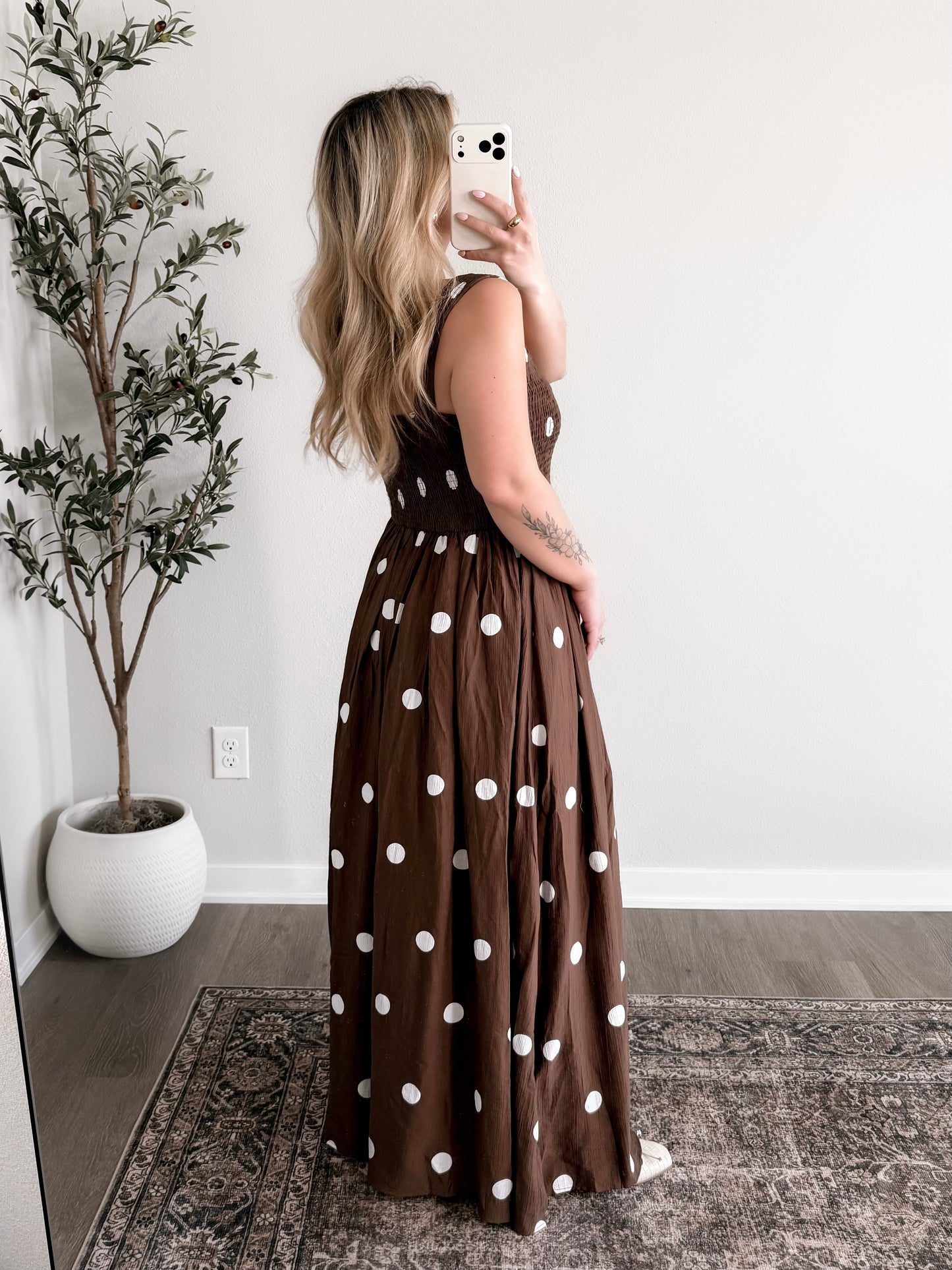 Cold Brew Polka Dot Maxi Dress