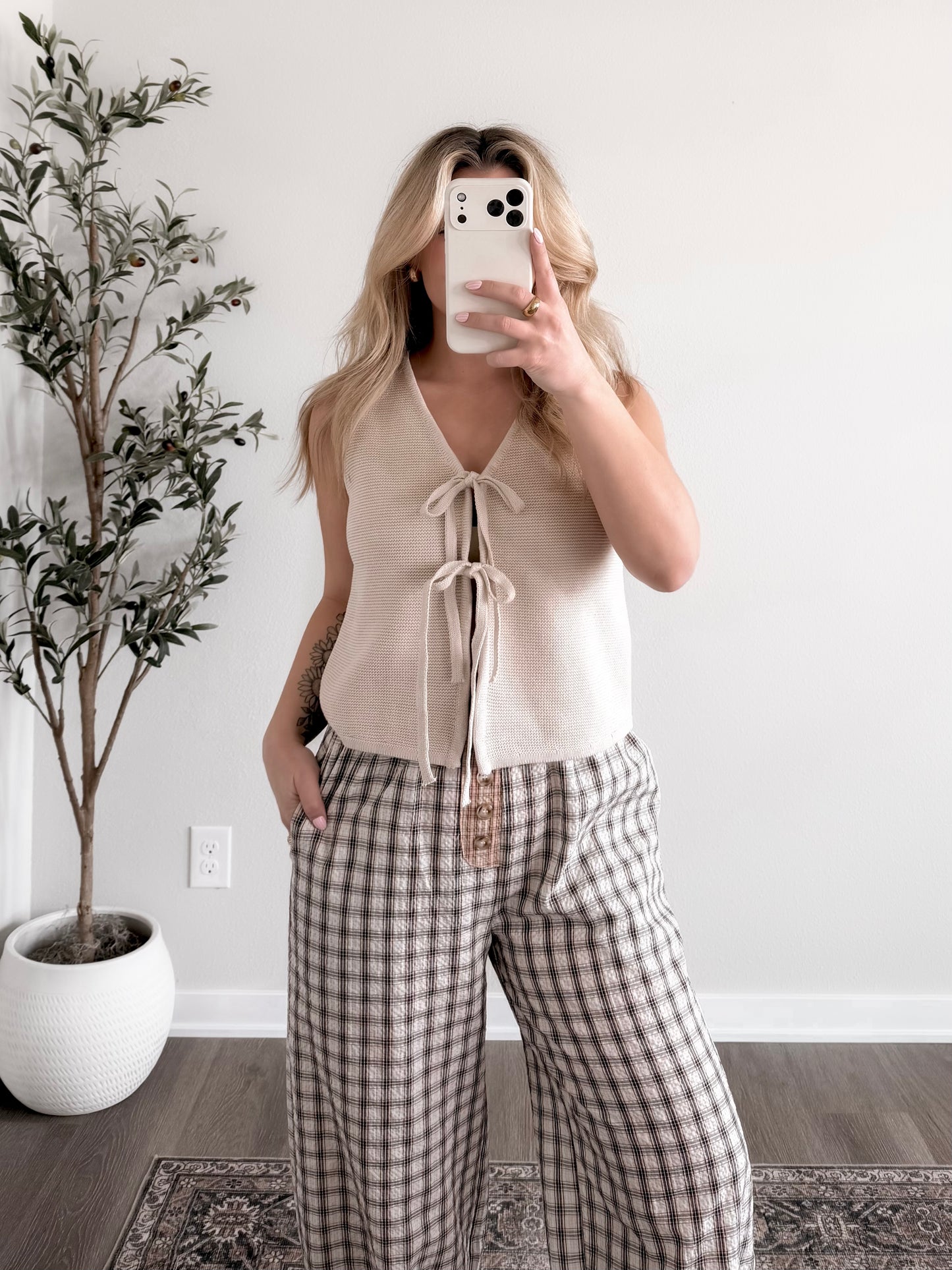 Tie Front Knit Sweater Tank