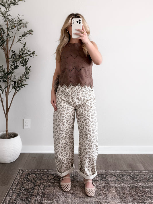 Honey Bloom Floral Barrel Pant