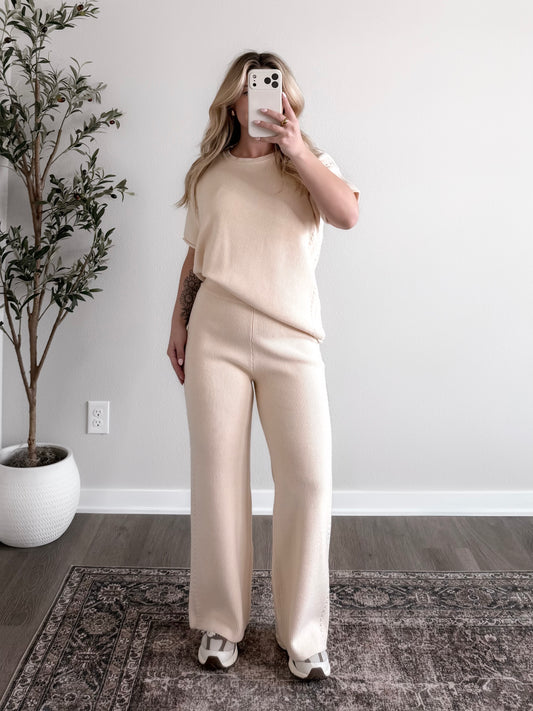 Spring Ease Ribbed Knit Set / Lt Beige