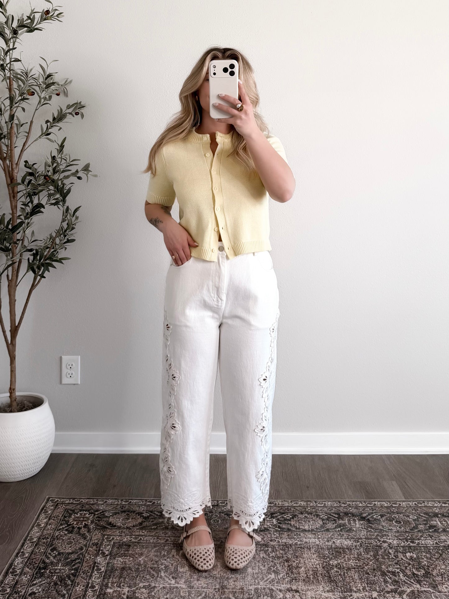 Willa Eyelet Cropped Denim Pant (Short Friendly)