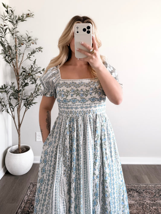 Fields Of Grace Floral Maxi Dress / Blue