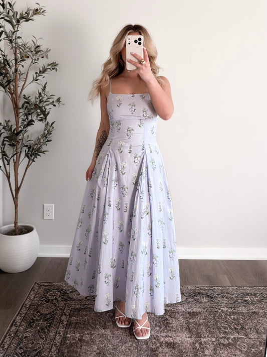 Lavender Spritz Floral Midi Dress