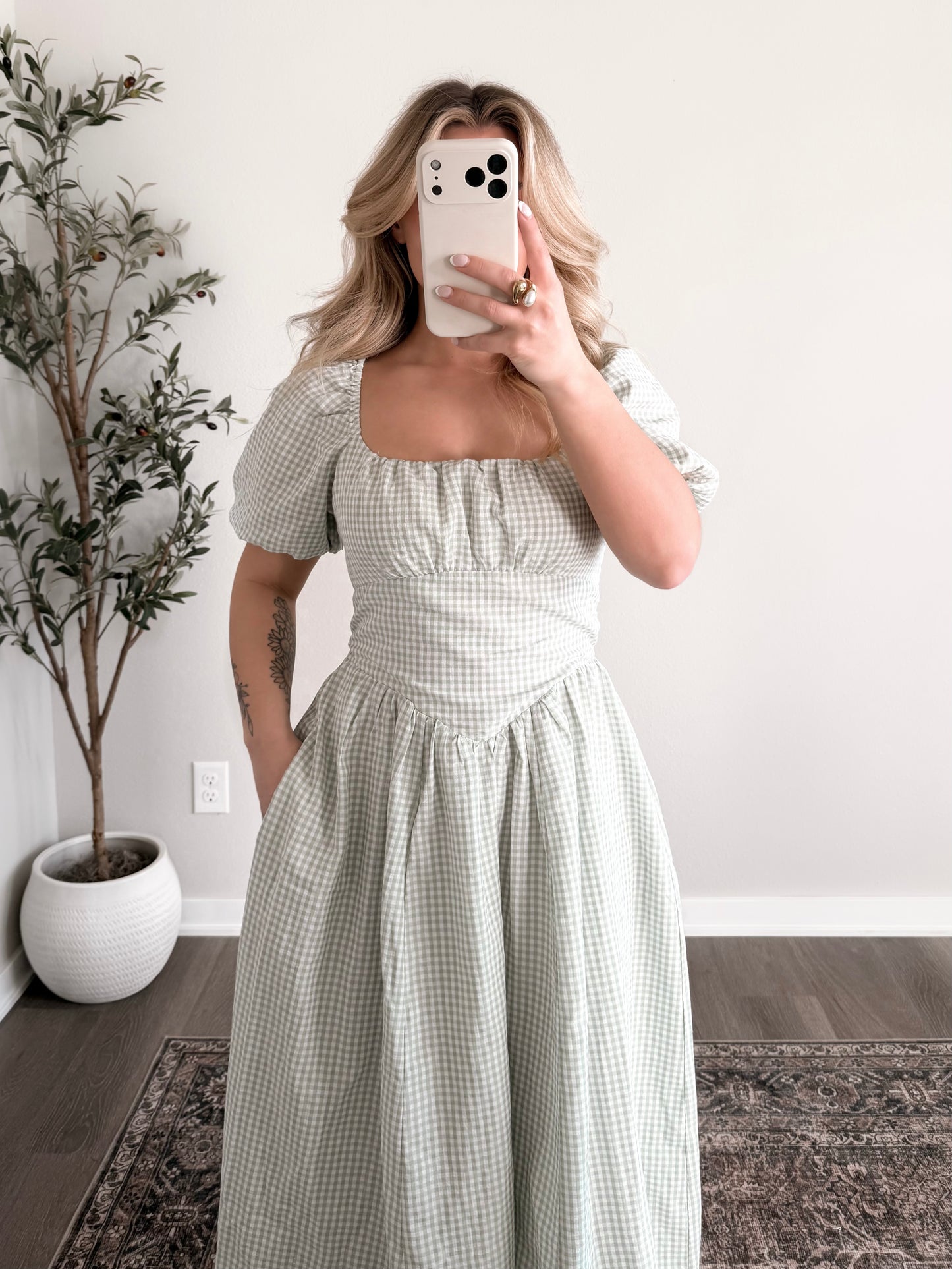 Sunday Sweet Gingham Maxi Dress / Sage (Restocking 3.09)