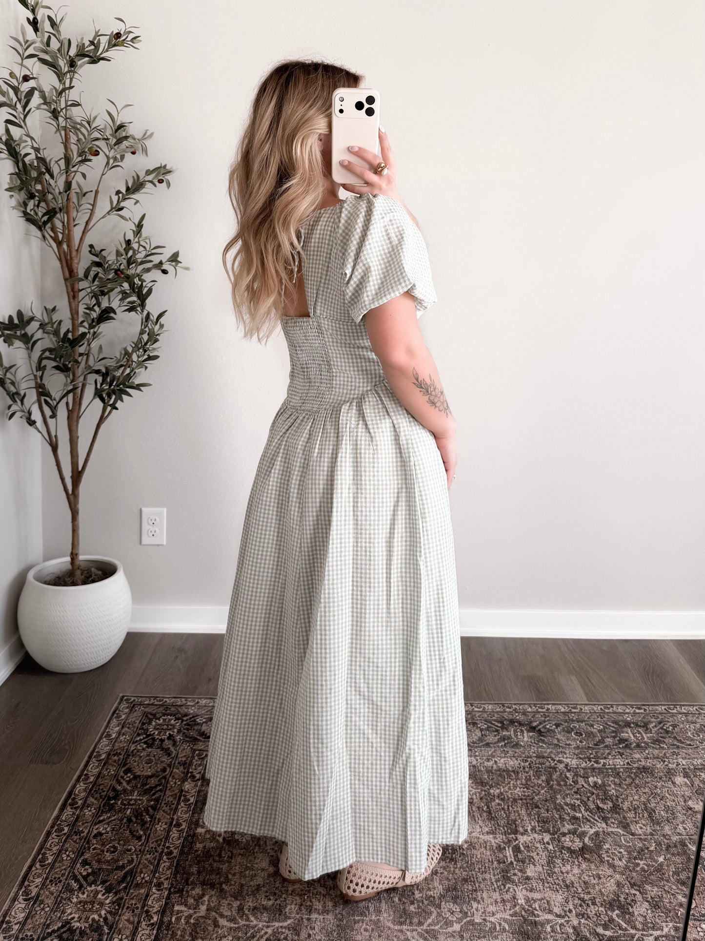 Sunday Sweet Gingham Maxi Dress / Sage (Restocking 3.09)