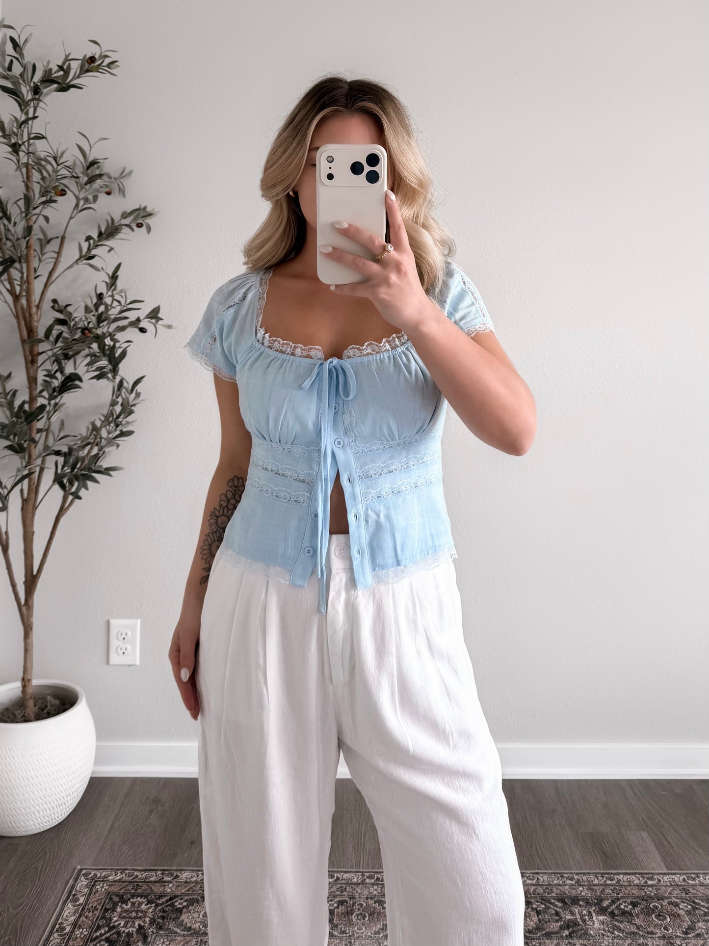 Bella Lace Button Top