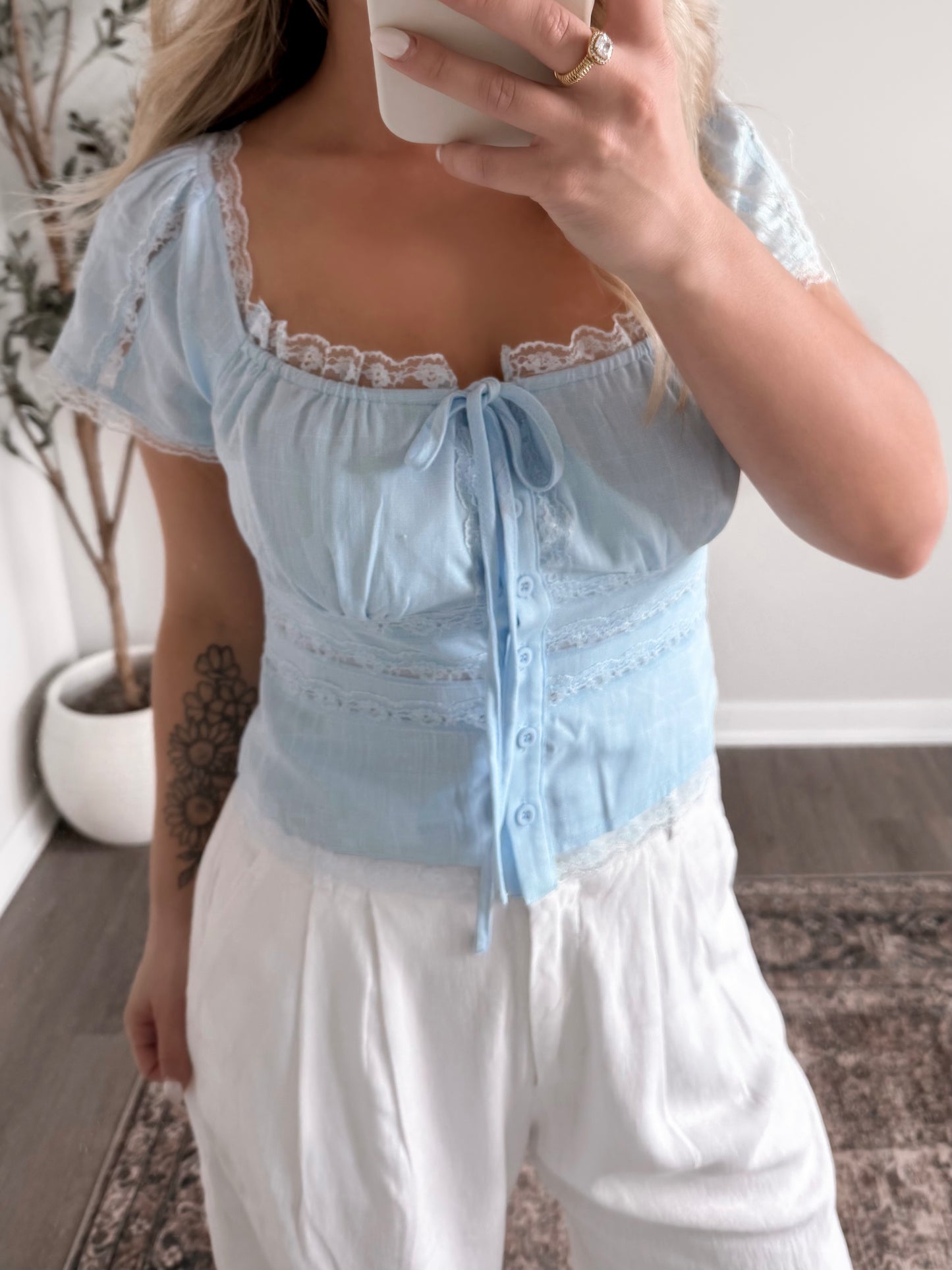 Bella Lace Button Top