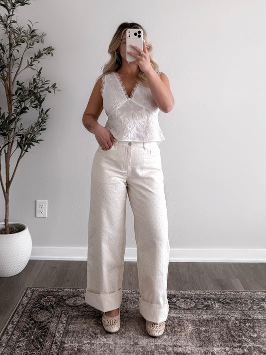 Low key Dot Mid Rise Straight Jean