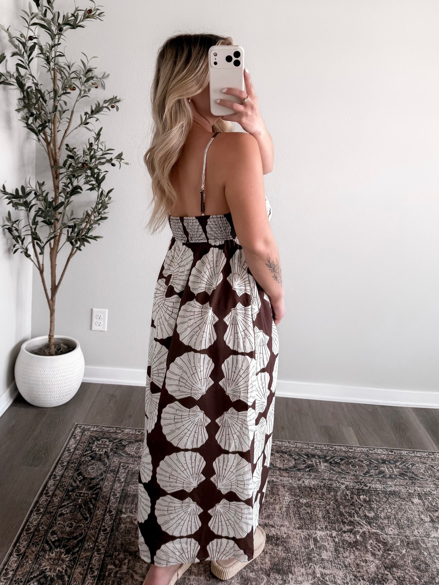 Golden Shore Crochet Midi Dress