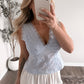 Better Off Lace Tie Back Top / Bluebell