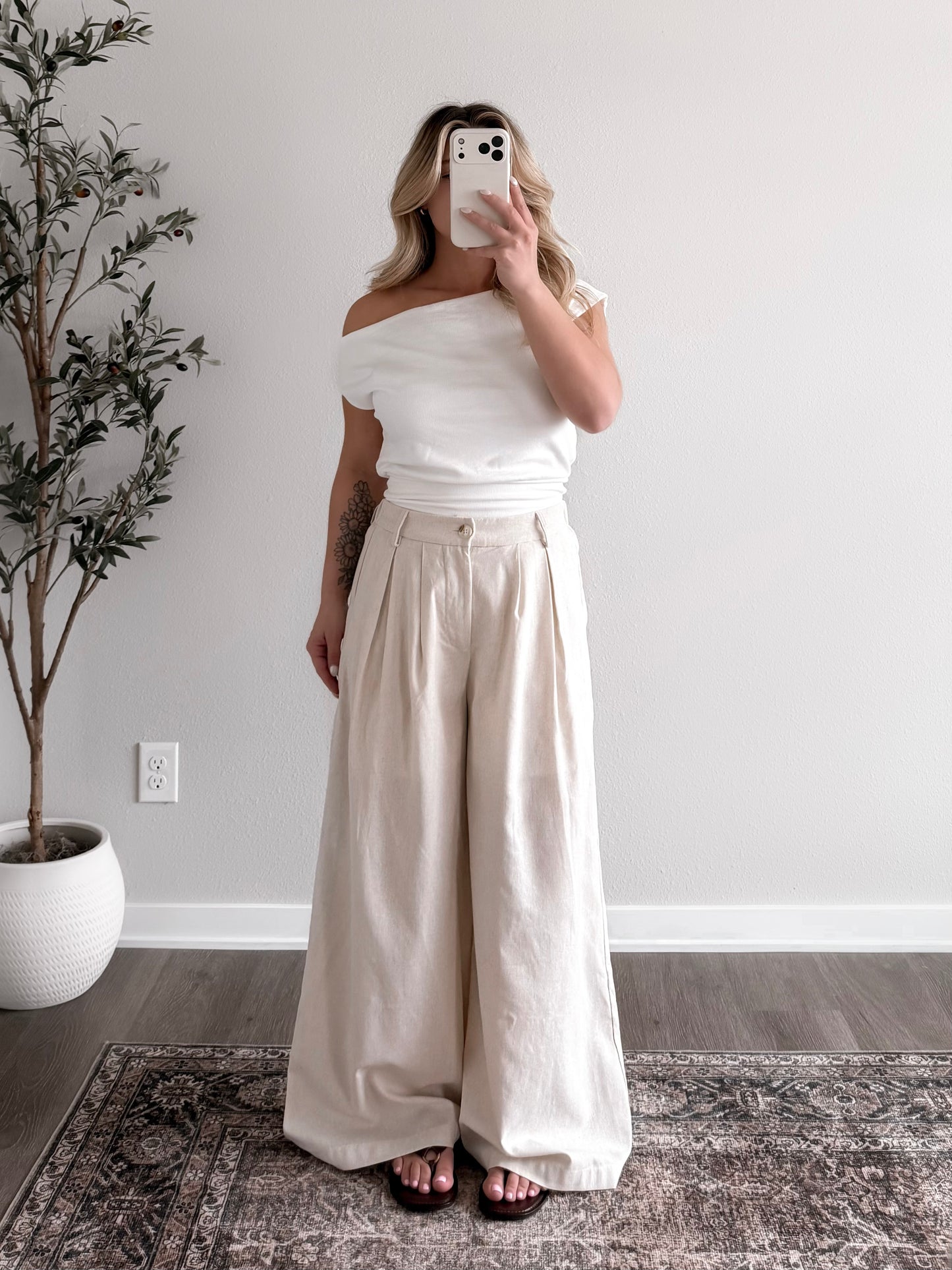 Parker Tailored Wide Leg Linen Pant