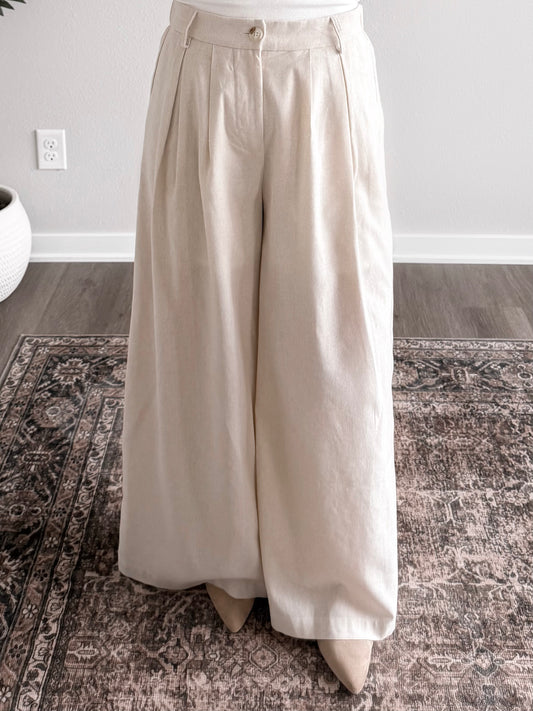 Parker Tailored Wide Leg Linen Pant