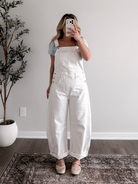Midweek Barrel Overalls / White