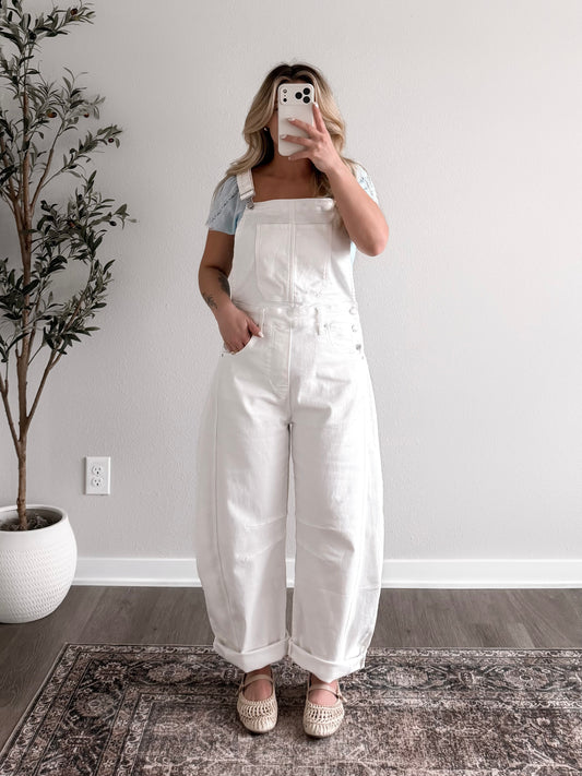 Midweek Barrel Overalls / White