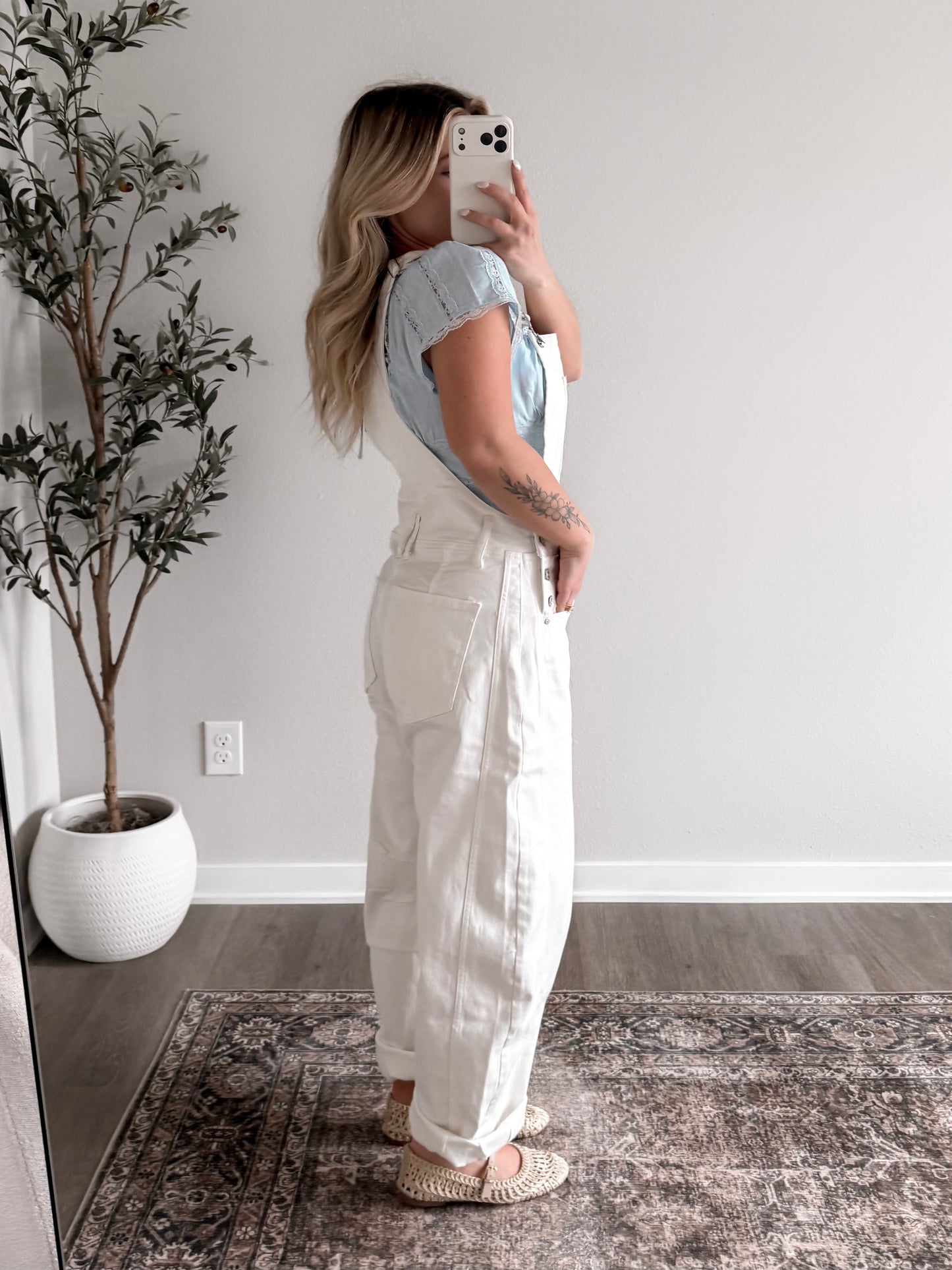 Midweek Barrel Overalls / White