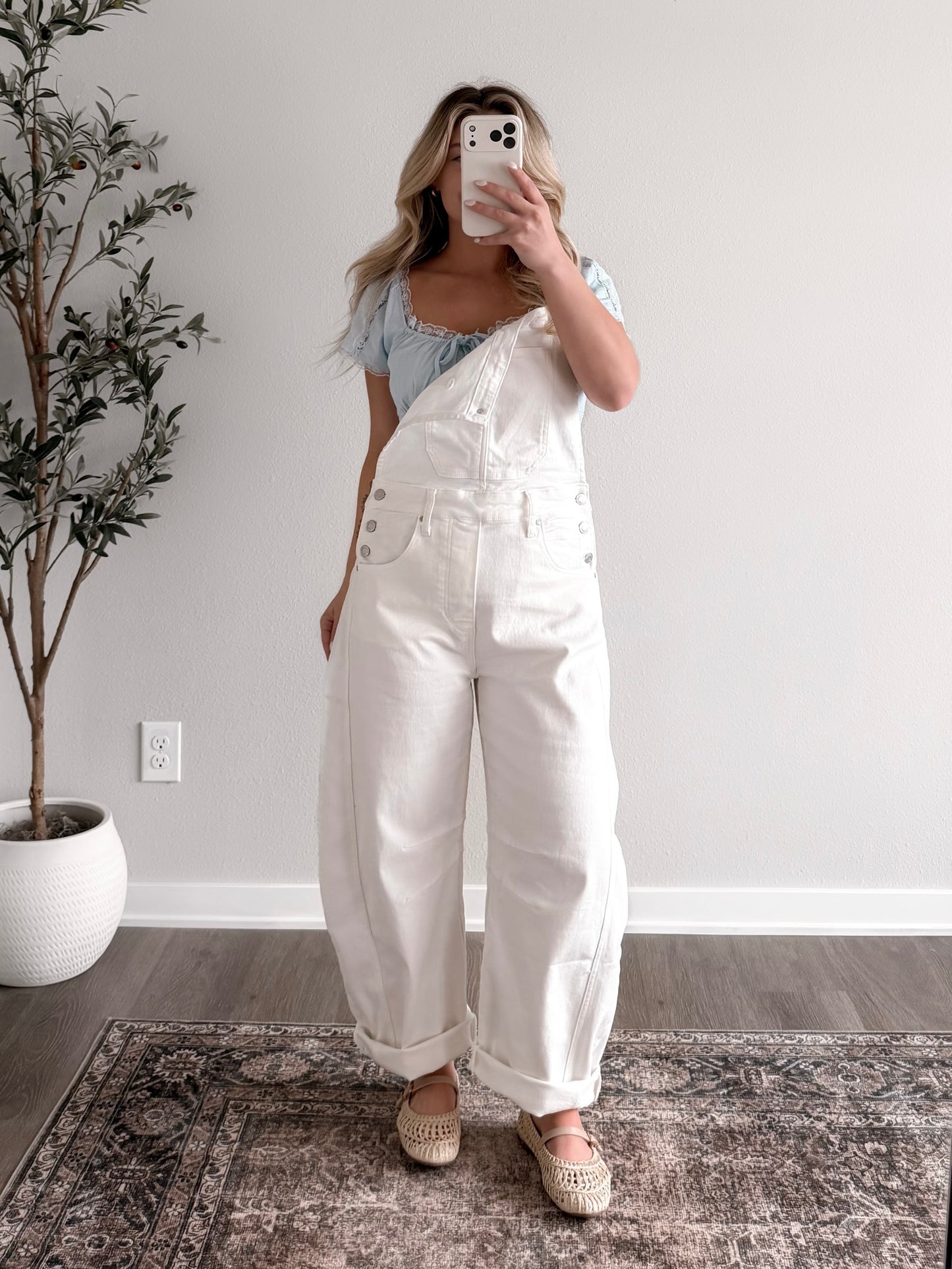 Midweek Barrel Overalls / White
