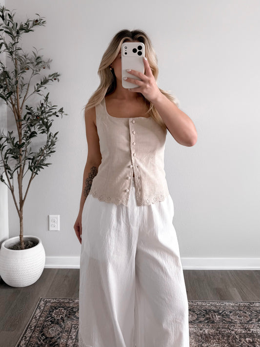 Soft Coast Linen Button Top / Natural