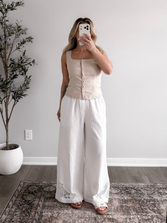 Soft Coast Linen Button Top / Natural