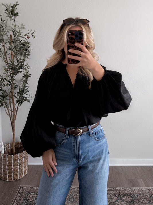 Vivian Relaxed Black Blouse