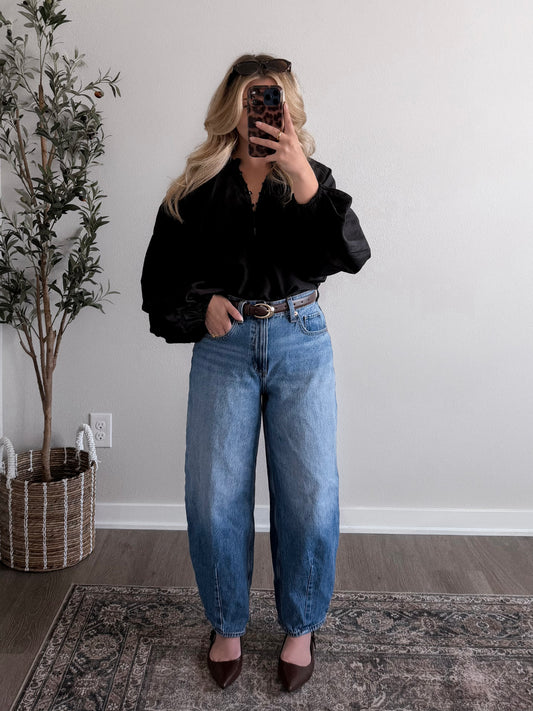 Vivian Relaxed Black Blouse