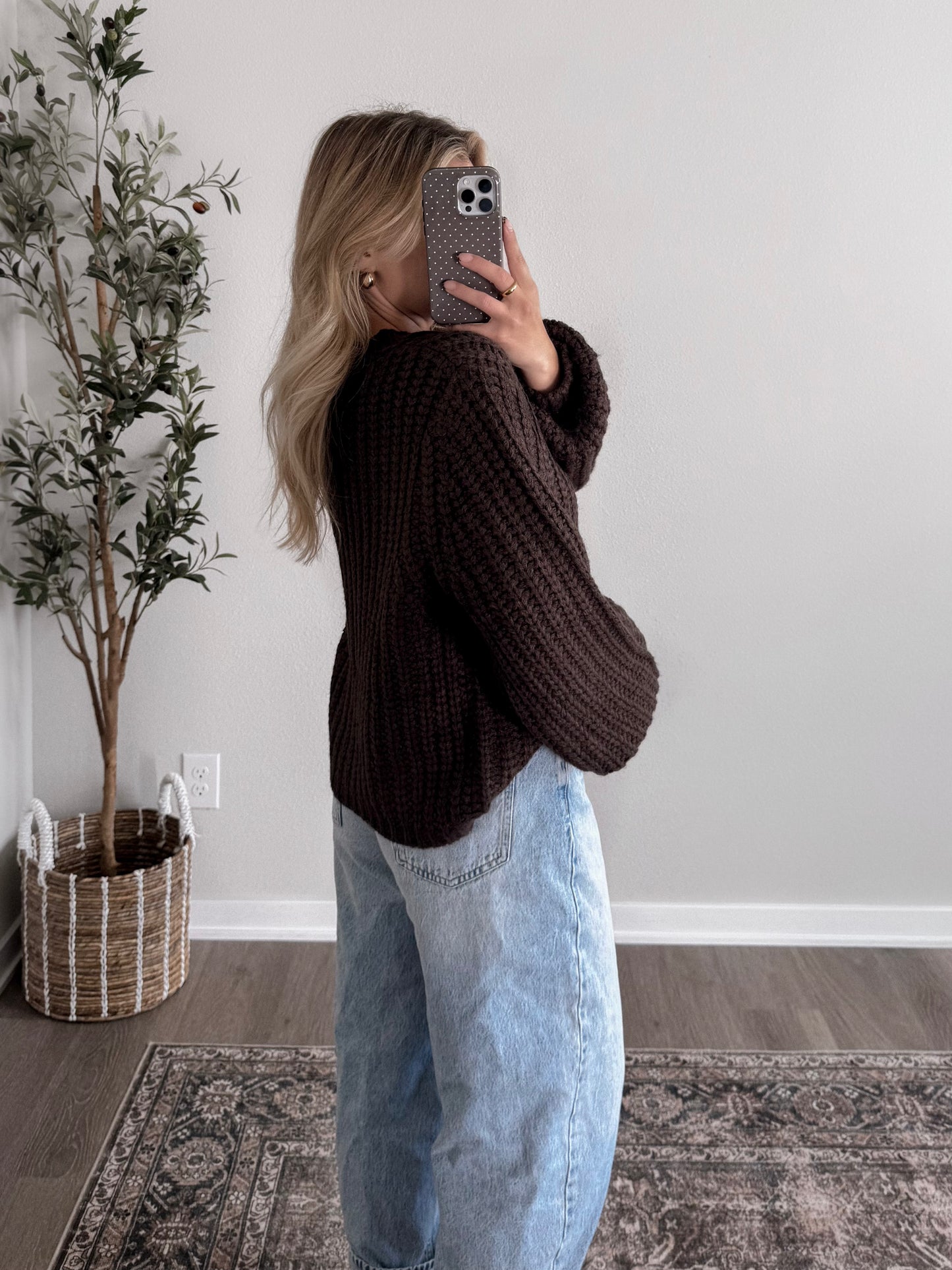 Dark Roast Gold Button Cardigan