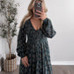 Forest Veil Smocked Maxi Dress