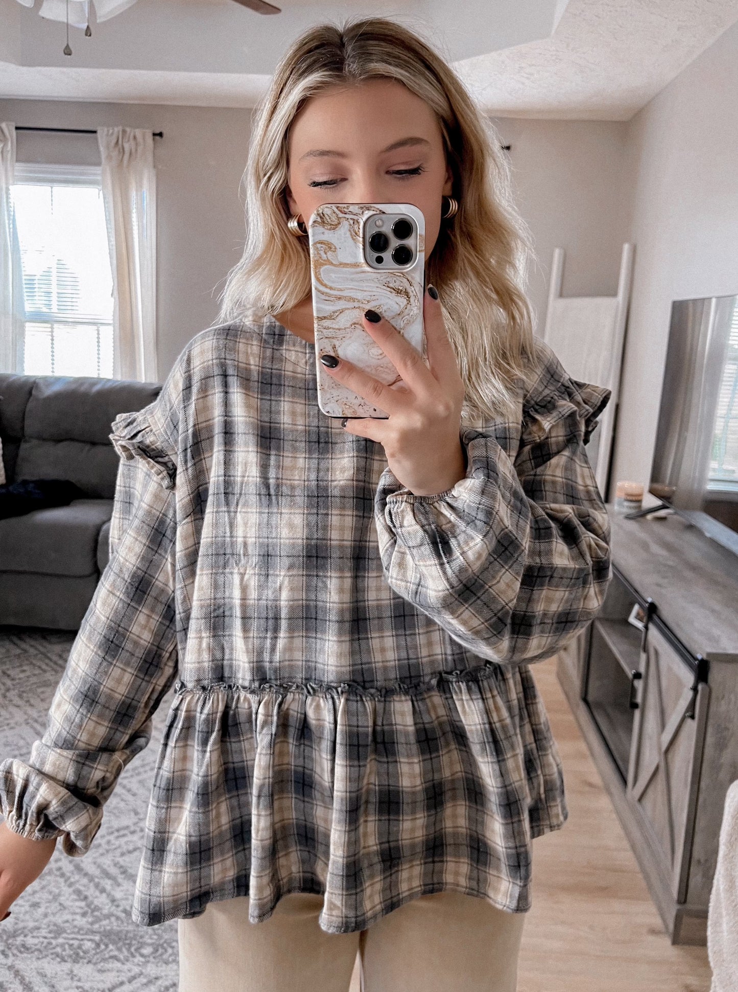 Here To Gather Flannel Top Final Sale