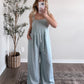 Mom Approved Linen Jumpsuit / Dusty Blue