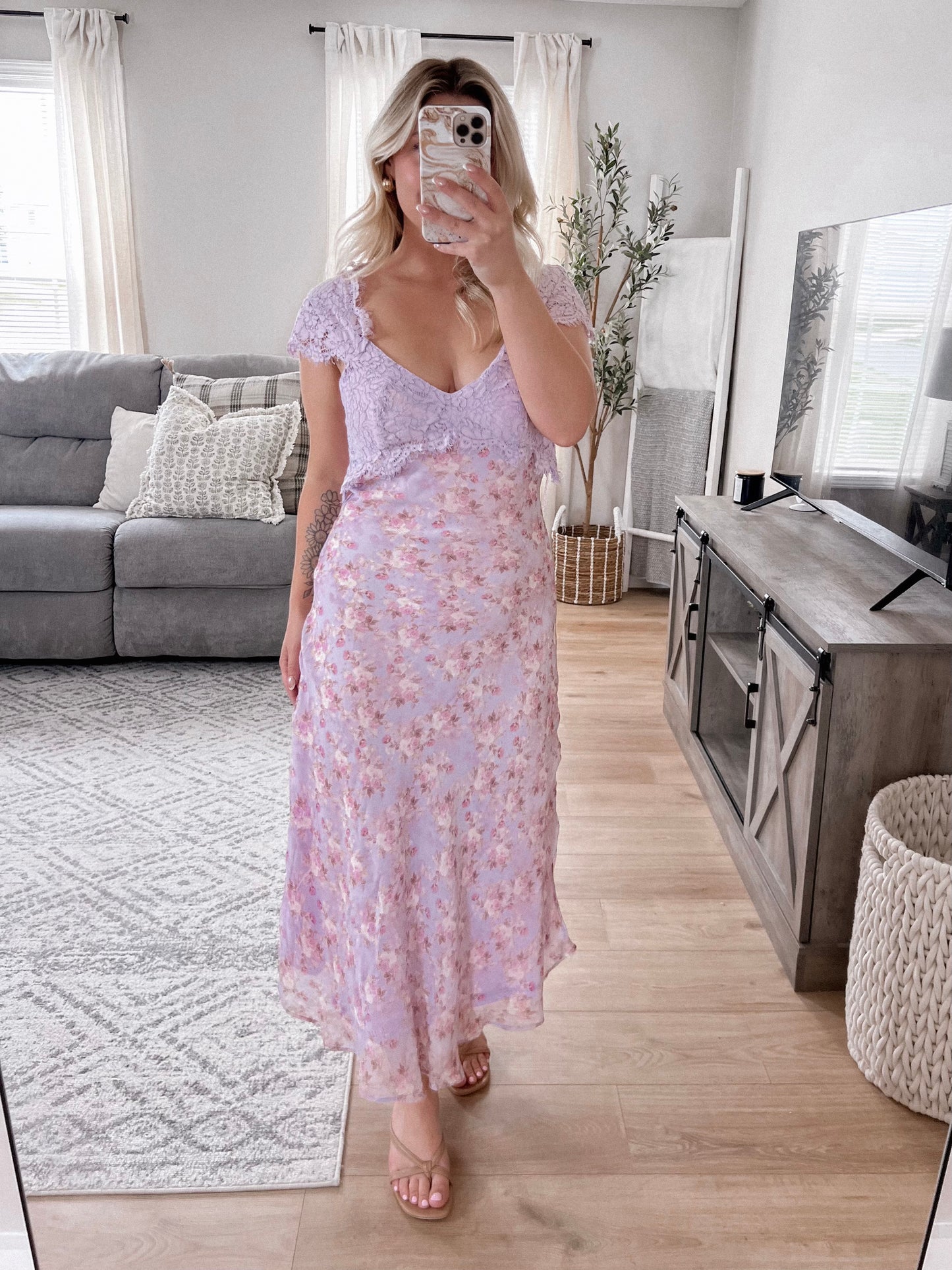 Maribel Lace Floral Midi Dress