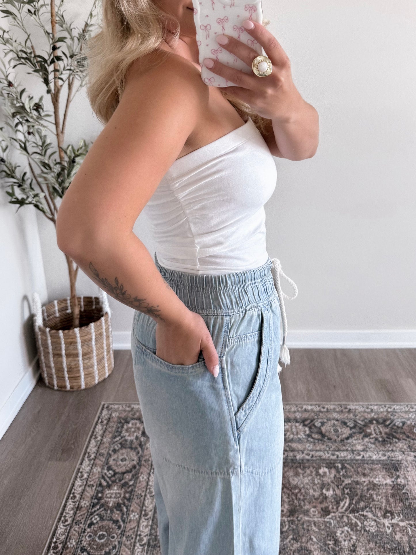 Cotton Stretch Strapless Top