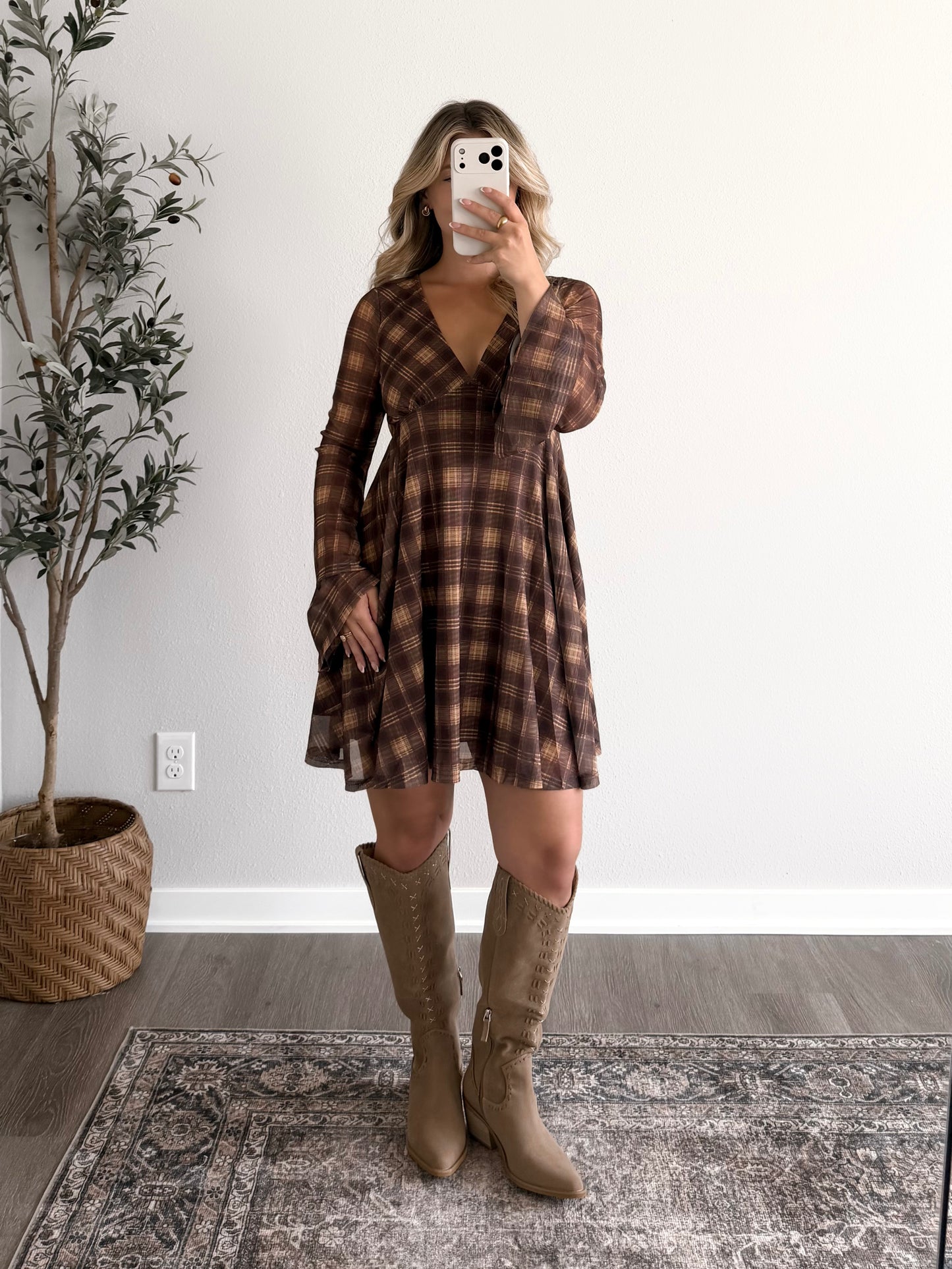 Take Me Away Plaid Dress (Restocking 8.10)