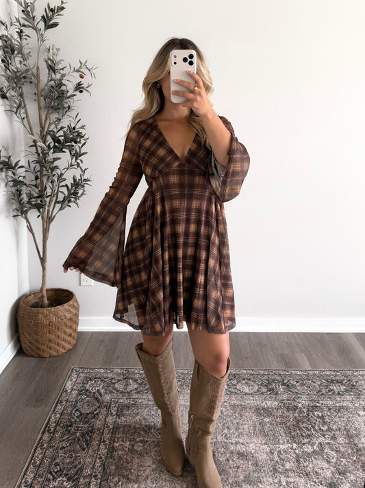 Take Me Away Plaid Dress (Restocking 8.10)