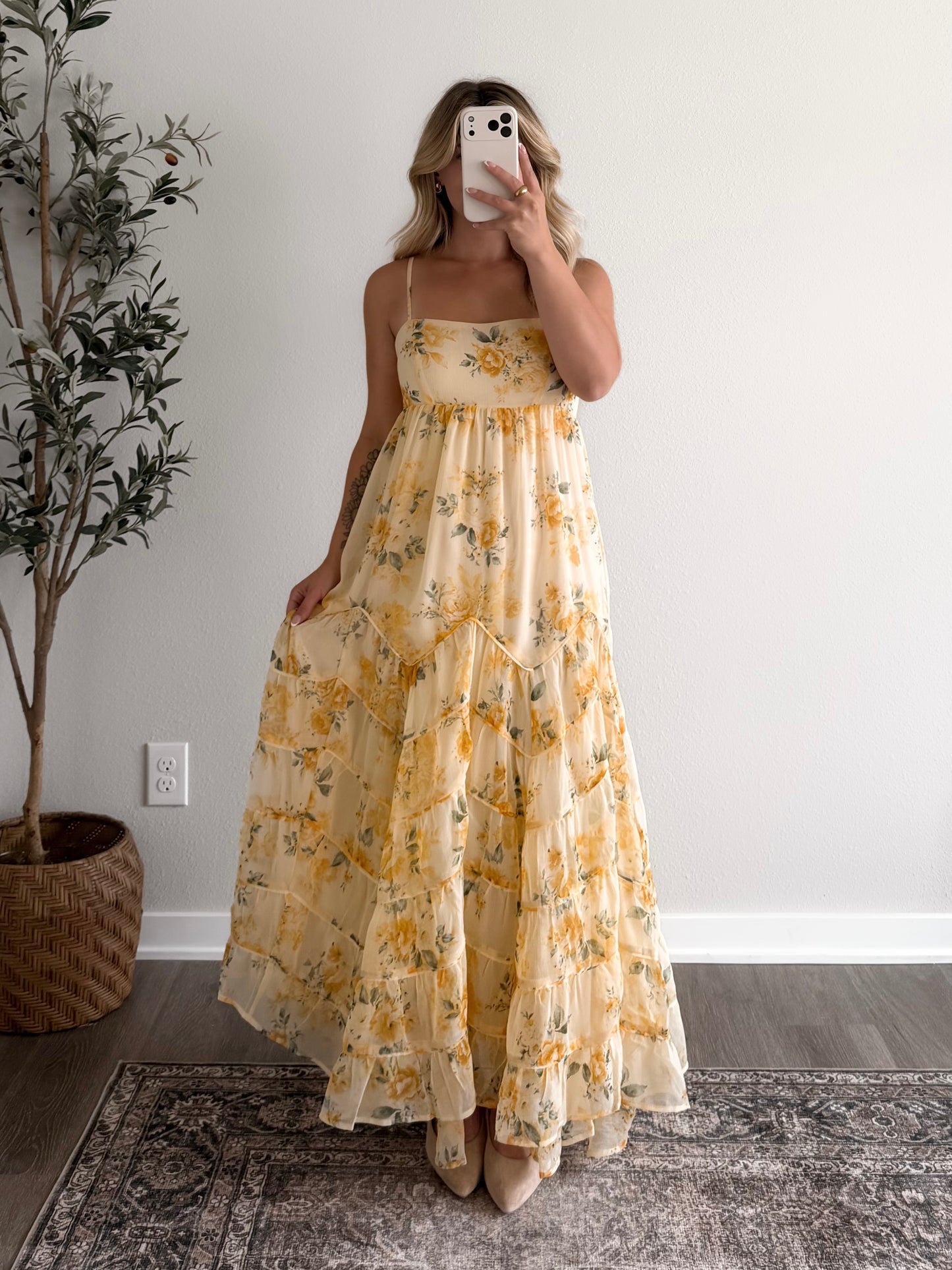 Golden Field Floral Maxi Dress