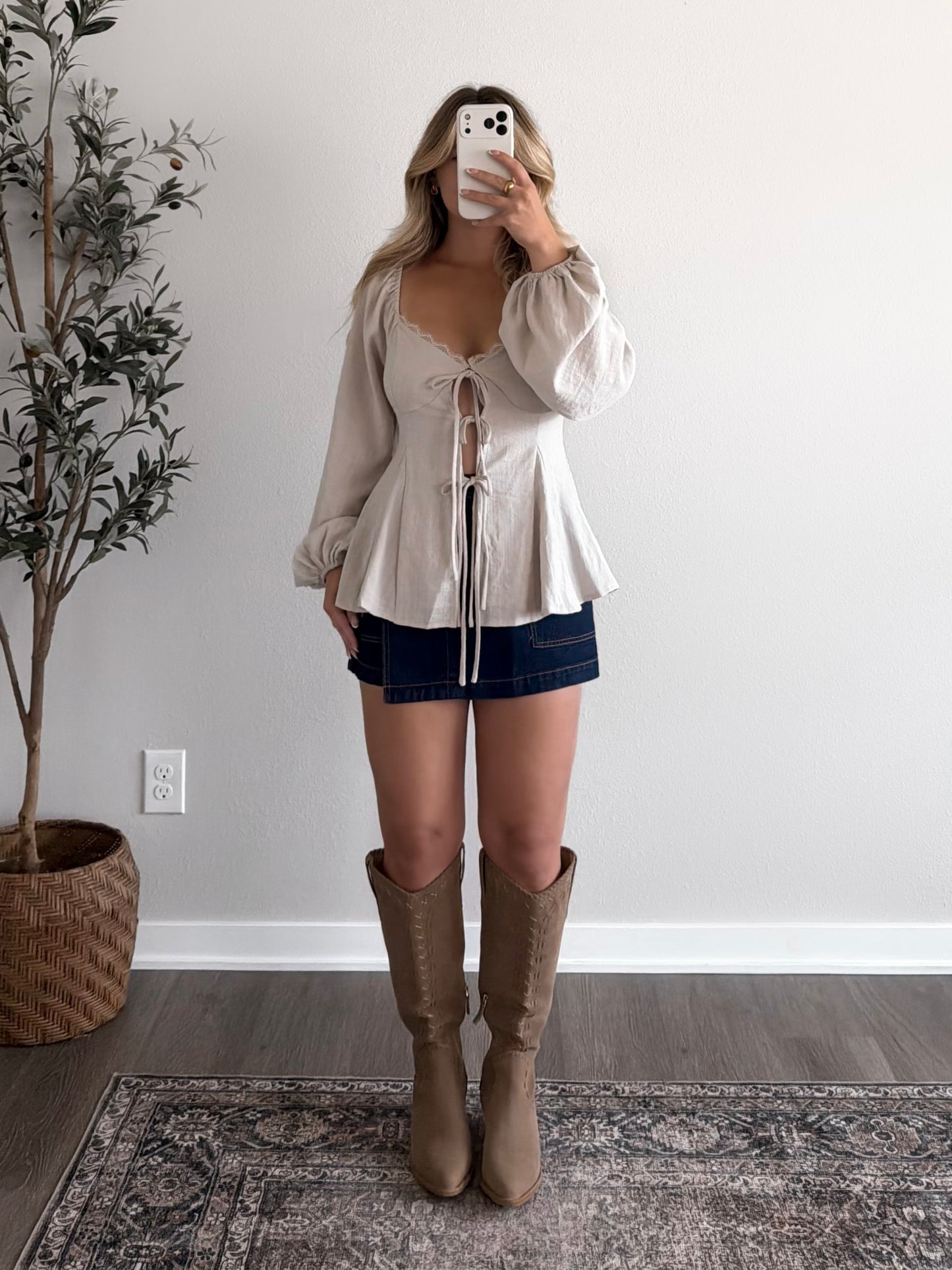 Far Away Tie Front Top