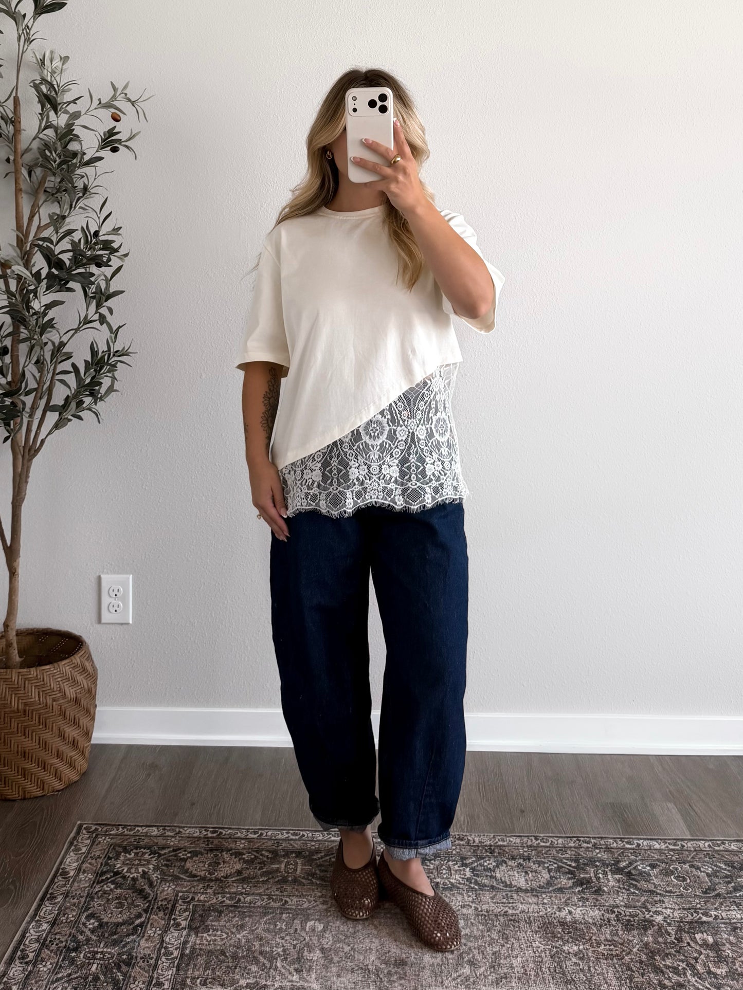 Layer Theory Lace Tee / Ivory (Restocking Early October)