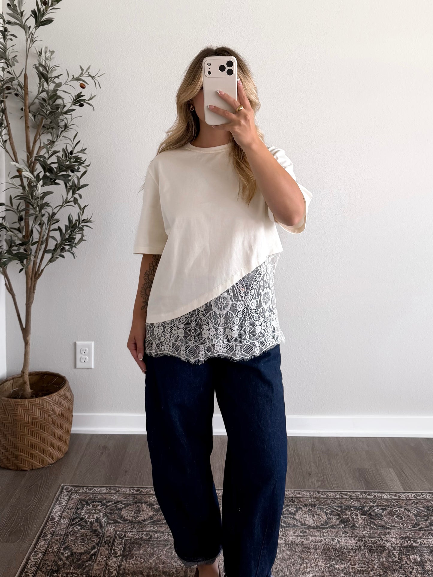 Layer Theory Lace Tee / Ivory (Restocking Early October)