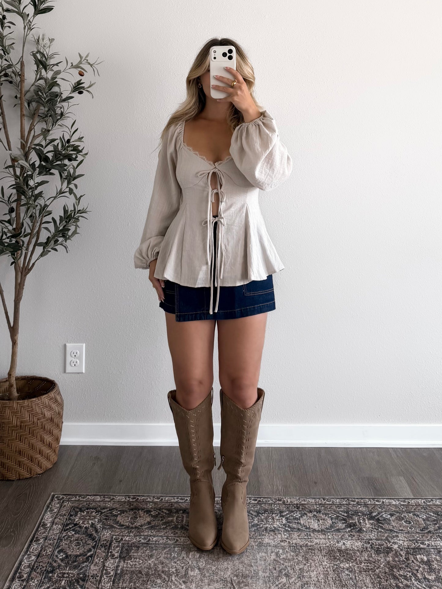Far Away Tie Front Top