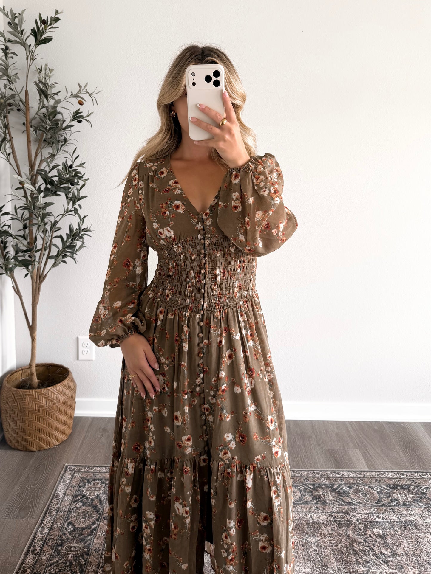 Olive Grove Floral Maxi Dress (PREORDER EST SHIP 9.29)