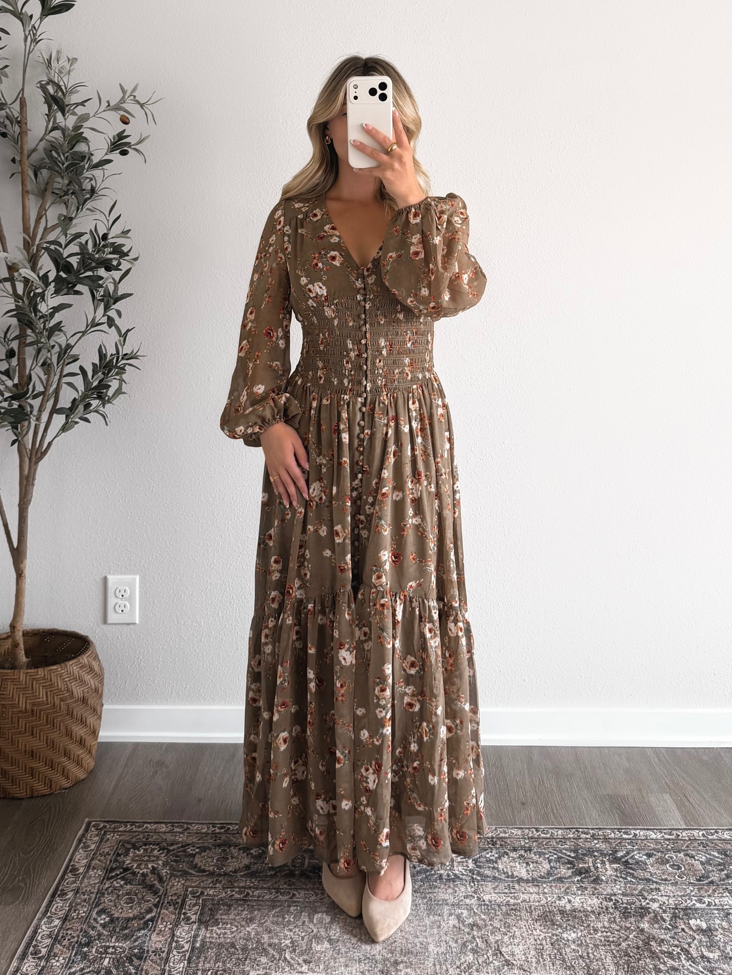 Olive Grove Floral Maxi Dress (PREORDER EST SHIP 9.29)