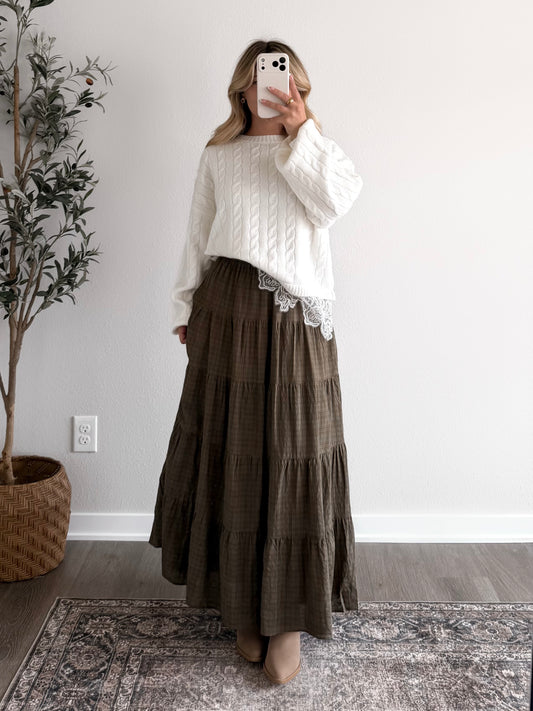 Late August Maxi Skirt / Olive