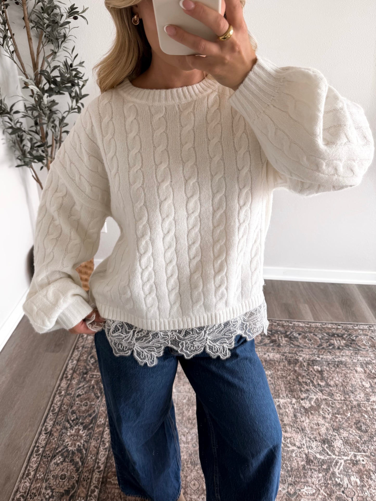 Folklore Lace Cable Knit Sweater (Restocking 8.10)
