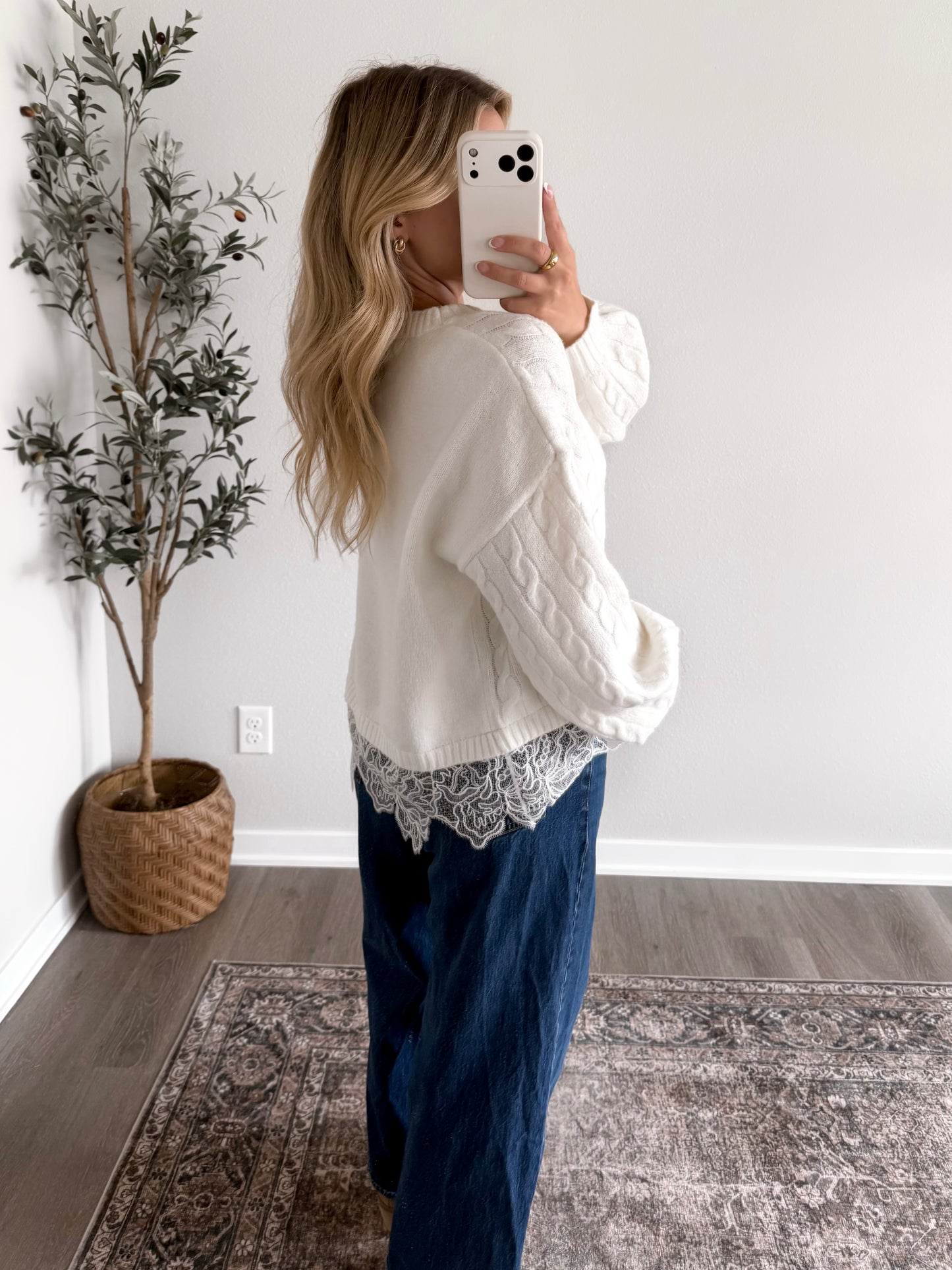 Folklore Lace Cable Knit Sweater (Restocking 8.10)