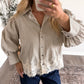 Lacewood Striped Button Top / Olive