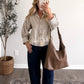 Lacewood Striped Button Top / Olive