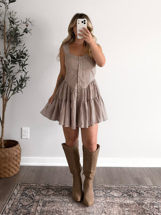 Brown Sugar Gingham Romper