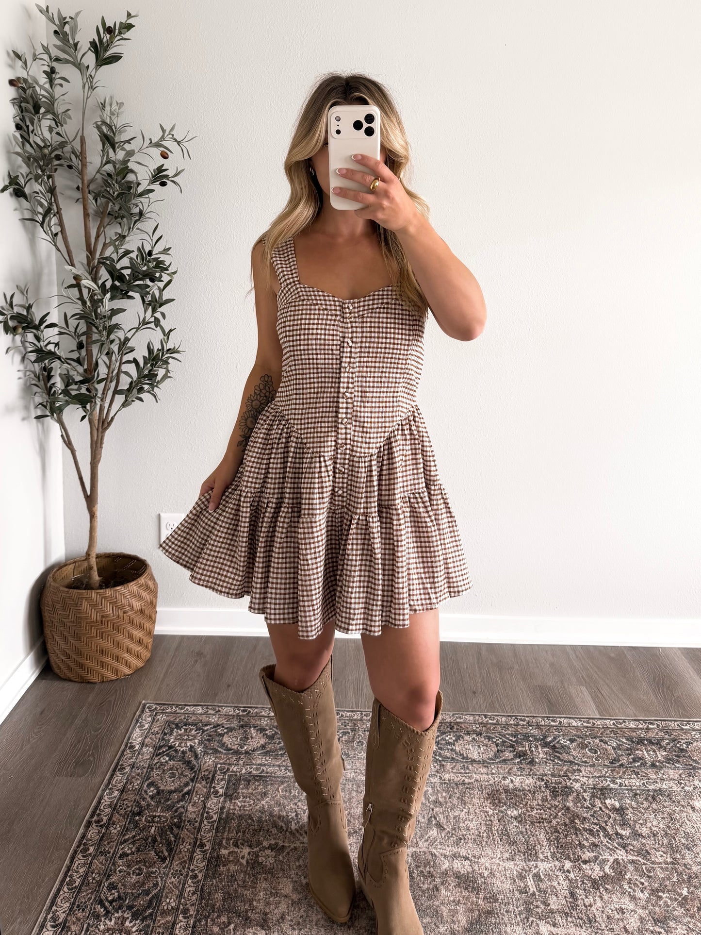 Brown Sugar Gingham Romper
