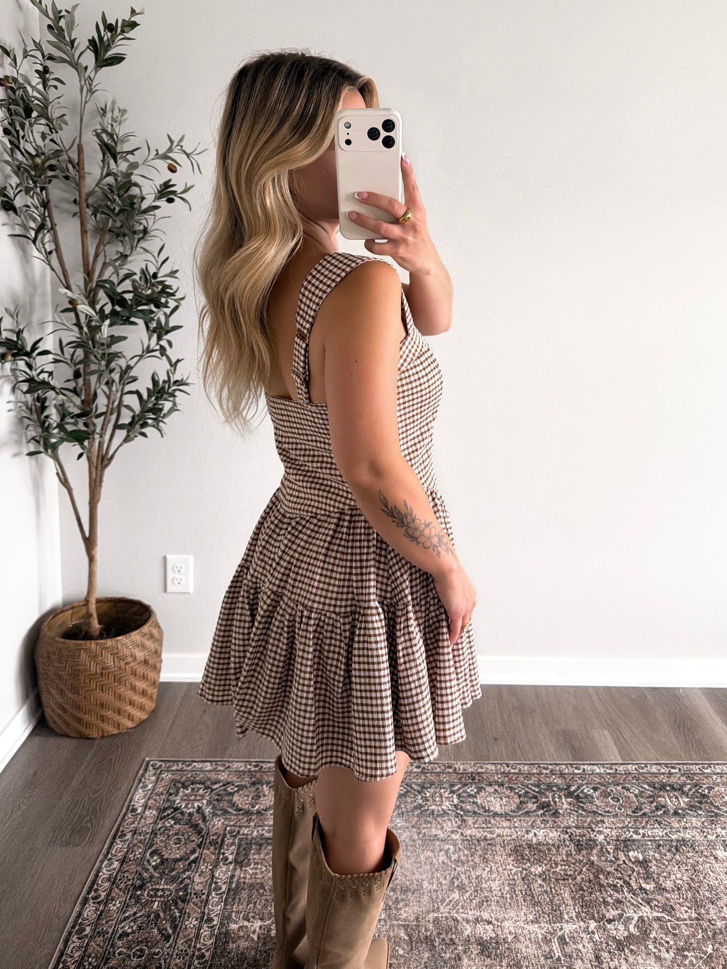 Brown Sugar Gingham Romper