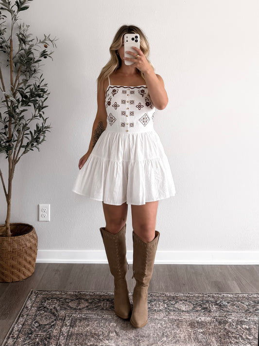 Open Roads Embroidered Romper