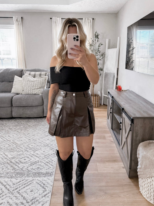 City Trip Faux Leather Skort Final Sale